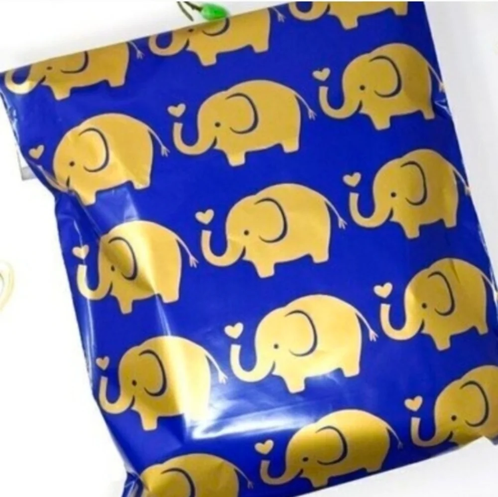 20 Polymailers 6x9 Blue and Gold Elephant